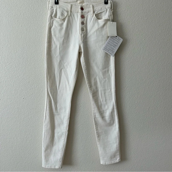 NWT MOTHER The Pixie in Taste The Rainbow Slim Jean 26 white off white. - Picture 2 of 11